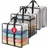 unycos - Scatole per Armadio x 3 Unità【40L】 Contenitori Sottoletto Trasparenti in PVC, Salvaspazio, Pieghevoli con Manici Rinforzati e Cerniera Bidirezionale per Maglioni, Cappotti (46 x 23 x 38 cm)