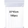 huruirui Bustine Trasparenti Richiudibili Grande 35x45cm 100pcs Sacchetti Trasparenti Buste Plastica Richiudibili Borsa con Chiusura a Cerniera Sacchetti Ermetica Applicano Deposito di Abbigliamento