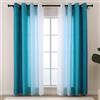 L.Z.E Tende per la Privacy in Colore Teal e Bianco per Soggiorno e Camera da Letto, con Occhielli, Ombre, Filtraggio della Luce, per Finestra di Cucina e Sala da Pranzo, 245 cm di Lunghezza, Design