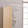 Crkmire Asta Doccia Angolare a Forma di U Regolabile [Lati: 60-132 cm, Centro: 79-119 cm] con 12 Ganci e Supporto a Soffitto, per Interni ed Esterni, Bianco