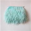 Blausky Nastro con piume di struzzo, 3 m, con piume di struzzo, strisce di tessuto, frange con nastro di raso, per fai da te, cucito, artigianato, abbigliamento da matrimonio, verde blu