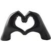 Moaobooh Scultura a forma di cuore a mano, statua moderna con gesto romantico, statua decorativa per soggiorno, ufficio e camera per matrimoni creativi (nero)