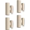 CALEX Turin Applique, Interno & Esterno, 2× Attacco GU10, Cilindrica, Luce Su & Giù, Impermeabile, Senza Lampadina, Colore Sabbia, 4-Pack