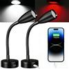 CamperXlite 2 Pezzi Lampada da Lettura LED 12-24V - Flessibile Collo di Cigno, Dimmerabile, 20W Tipo-C, Luce Rossa Ausiliaria, Perfetta per Camper, Barca, Yacht, Traghetto, Autobus (Nero, 4000K)