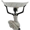 Generico Statua di donna africana - Arte tribale Boho in resina, vasca con foglie, figura culturale realizzata a mano, finitura testurizzata | Scultura decorativa per tavolo da pranzo ingresso soggiorno deskto