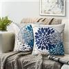 RYBornament Federe Cuscino 50x50 Blu Navy e Ciano Lino Federe Cuscini Divano Doppia Faccia Motivo Stampafiore Federa Cuscini Elegante Decorativo 2 Pezzi Primavera e Estate Federa Per La Casa Arredamento Addobbi