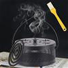 Qunkun Iron Hollow Mosquito Coils Box, supporto a spirale per zanzare, in stile retrò, con manico (Nero)