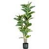 Avilia Pianta di Ficus Elastica Artificiale in Polietilene con 54 Foglie, 145 cm, Vaso con Muschio, Pianta Decorativa da Interno per Soggiorno e Appartamento, Design Realistico