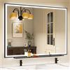 STARLEAD 90x120cm Specchio-Bagno-con-Luce e Mensola, Antiappannamento, Specchio-LED-Bagno-Retroilluminato Bimmerabile a 3 Colori, Funzione Memoria, Vetro Temperato, CRI90+, IP44, Orizzontale/Verticale