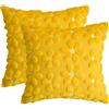 Artoid Mode - Set di 2 federe per cuscino in jacquard di pelliccia artificiale con margherite gialle, 40x40 cm, in velluto di primavera, per divano, cuscino decorativo