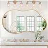JJUUYOU Grande specchio da parete asimmetrico irregolare con cornice in metallo, moderno e unico, specchio decorativo per bagno, camera da letto, soggiorno, ingresso e corridoio, 55 x 100 cm, oro