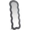 IlGruppone Specchiera da Terra 170x70 cm Design Ondulato Rivestita in Velluto con Supporto in Metallo Specchio Figura Intera Moderno per Camera da Letto Soggiorno Cabina Armadio - Grigio Scuro