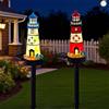 YZYOE 2 pacchetti di lampade da pavimento faro solare rosso e blu, resina decorativa giardino carino lampade faro, luce a LED senza fili al tramonto all'alba impermeabile.