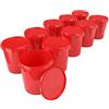 FixedByU 10x Secchio con coperchio 16 l rosso - per alimenti, ermetico e stabile, secchio vuoto con manico e chiusura a scatto per alimenti, chimica, vernice murale, detersivo in polvere, adesivi