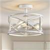 WUZUPS lampadario 3 luci vintage casa colonica industriale semi-incasso plafoniera apparecchio di illuminazione per foyer camera da letto corridoio ripostiglio cucina bagno, base e27, bianco antico