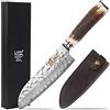 Sunlong Coltello Santoku da 7 Pollici Coltello Professionale Chef-Giapponese VG10 67 Strati ad Alto tenore di Carbonio Damasco- Manico ergonomico Antler SL-DK1047DH