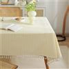 meioro Tovaglia a Righe Tovaglie Rettangolare con Nappe, Copri Tavolo Lavabili da Interno Biancheria da Tavola Decorativa per Cucina, Sala da Pranzo e Piano d'appoggio (Giallo/Bianco,90x90cm)