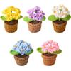 Magicherry 5 fiori all'uncinetto in vaso lavorati a mano Non ti scordar di me fiori artificiali in filato di lana per cruscotto auto, casa, ufficio, tavolo, mensola, decorazione, Colore #G