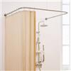 Crkmire Asta Doccia Angolare a Forma di U Regolabile [Lati: 60-132 cm, Centro: 79-119 cm] con 12 Ganci e Supporto a Soffitto, per Interni ed Esterni, Nickel Spazzolato