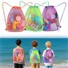 hankousi 3 borse per giocattoli da spiaggia per bambini, grandi zaini in rete con coulisse, per riporre giocattoli con sabbia, reti leggere e resistenti, per la raccolta di reti per la spiaggia