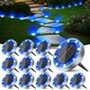 Peasur Luci Solari da Giardino, 12 Pezzi Faretto Led da Esterno Solare da Terra, 8 LED Sepolta Faretti Solari Impermeabile per Prato, Scala, Paesaggio (Blu)