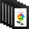 MG Design Set da 5 cornici portafoto A6 10 x 15 cm - Cornici in legno Nero con vetri acrilici infrangibili, verticale e orizzontale, da appendere e da appoggiare