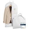 Bruce.® Borsa Porta Abiti da Viaggio 100 x 60cm, Custodia Abiti con Cerniera Antitarme, Copriabiti da Armadio Antipolvere 120 GSM, Porta Abito da Viaggio Uomo e Donna - Bianco Seta