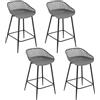 WOLTU Sgabelli da Bar Set 4, con Schienale, Seduta in Plastica, Grigio | Sgabelli Cucina, con Poggiapiedi, per Isola Cucina, Colazione, Sgabello Alto 64.5cm