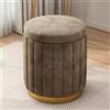 MUMUXIAO Sgabello ottomano con coperchio rimovibile, sgabello rotondo imbottito in velluto per trucco, poggiapiedi imbottito per soggiorno camera da letto (marrone)