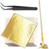 YOYEAH 200 Fogli Foglia Oro Commestibile 14x14cm, Carta Lamina Oro per Decorazione Torte/Artigianato/Pittura, incl. Pinzette + Pennello, Oro Imitazione 24 Carati