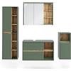 Vicco Set di mobili da bagno Viola, Verde/Artigianale, 100 cm, composto da mobile lavabo, pensile a specchio, colonna e base media