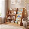 RELAX4LIFE Libreria Montessoriana per Bambini in Legno, Libreria Scaffale Portagiochi con 9 Scomparti Aperti, Organizer per Cameretta e Asilo Nido, 90x40x80,5 cm (Naturale)