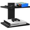 FURAOMEILI Scaffale Fluttuante per Proiettore e TV da Montare a Parete, Scaffale Fluttuante in Legno da Installare Sotto la TV, Compatibile con Proiettore, PS5, Lettore DVD, 2 Livello (Nero)