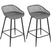 WOLTU Sgabelli da Bar Set di 2, Sgabello Cucina Esterno 64.5cm con Poggiapiedi e Schienale, per Isola Cucina, Colazione, Seduta in Plastica, Grigio