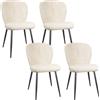 ANVOFONG Sedia da Pranzo Imbottita in Velluto Set di 4 Beige