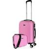 ITACA - Bagaglio A Mano Rigido Leggero Bagaglio A Mano 55X40X20 con 4 Ruote Silenziose Trolley Cabina Viaggio Aereo Ergonomico Durevole. Compatibile Ryanair, Rosa