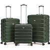 Flight Knight Set di 3 Valigie Rigide in ABS Leggere Bagaglio a Mano 56 cm Compatibile easyJet con Valigie da Stiva Media e Grande Ruote Spinner Silenziose per Viaggi Senza Stress con Serratura TSA
