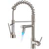 FORIOUS LED Rubinetto Lavabo Cucina, Miscelatore Cucina in Acciaio Inossidabile, Due Maniglie, Rotazione a 360°e Doppio Spruzzo