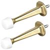 TopHomer Confezione da 2 fermaporta in lega di zinco, da parete, con paracolpi in gomma, per interni ed esterni, 73 mm, oro