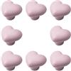 generic Confezione da 8 maniglie per mobili in ceramica rosa chiaro opaco in stile nordico, colore pastello per armadietti, cassetti, maniglie a foro singolo a forma di cuore, per decorazioni domestiche
