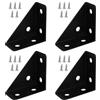 TopHomer 4 staffe angolari, 66 mm x 66 mm, 90 angoli triangolari, staffe angolari in metallo, connettore di supporto per letto, con viti, per armadio, scrivania, letto, nero