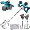 Ayolofei Agitatore per malta a batteria, compatibile con batteria Makita, 3200 W, multiuso, mixer per calcestruzzo senza brushless con aste di miscelazione, testa di miscelazione, chiavi e guanti (max 680 giri