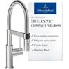Villeroy & Boch Steel Expert Compact Window Rubinetto da cucina ad alta pressione, rubinetto da cucina con montaggio a finestra, rubinetto per lavello a risparmio acqua, altezza 147 mm, in acciaio