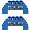 TopHomer 2Pz Barra Terminale Neutrale 4 Posizioni in Ottone Barra Bus Blocco Striscia di Messa a Terra a Guscio Blu per Distribuzione Elettrica
