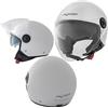A-Pro Casco Jet Scooter Moto ECE 22-06 Doppia Visiera Parasole Bianco M