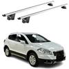 OMAC Barre Portatutto Alluminio TÜV geprüft per Suzuki SX4 S-Cross II 2013-2021 - per Rail Tetto Integrati - T Nut - Max 100 kg - 2 Schlösser Argento