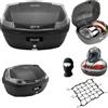 farbrothersonline BAULETTO VALIGIA BAULE GIVI B47 LITRI NERO+PIASTRA+RETE PER PORTAPACCHI MOTO-SCOOTER PER 2 CASCHI INTEGRALE-JET-MODULARE SCOMPONIBILE UNIVERSALE COMPATIBILE CON CF MOTO 675 NK-700 MT
