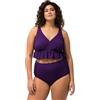 Ulla Popken Set Bikini da Donna, Struttura, Volant, Coppe morbide, Spalline Regolabili, Viola Profondo, 60