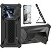 bojioderf Custodia per Tecno Spark 10 Pro Cover Custodia Case Ibrida [Con protezione dello schermo in vetro temperato] [supporto magnetico pieghevole] [resistente alle impronte digitali smerigliato] Nero