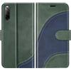 BoxTii Cover per Sony Xperia 10 II, Custodia in PU Pelle Portafoglio per Sony Xperia 10 II, Magnetica Cover a Libro con Slot per Schede, Verde
